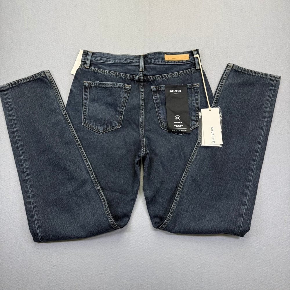 GRLFRND The Devon‎ High Rise Slim Boy Jeans Into The Abyss Blue 24 GF41768891505